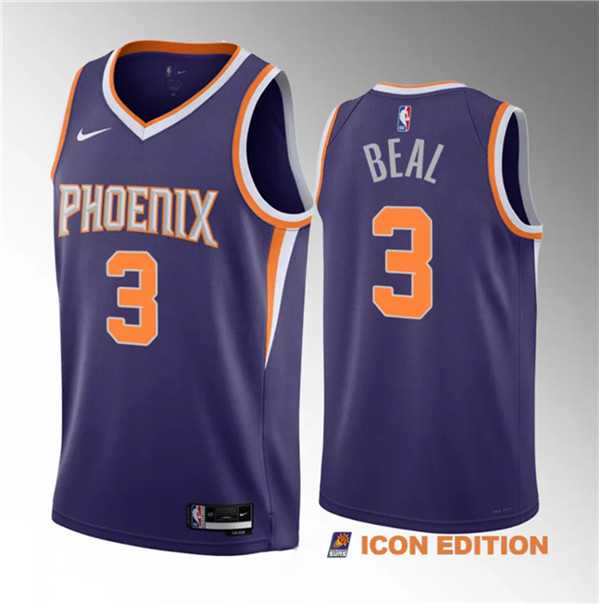 Mens Phoenix Suns #3 Bradley Beal Purple Icon Edition Stitched Basketball Jersey->phoenix suns->NBA Jersey